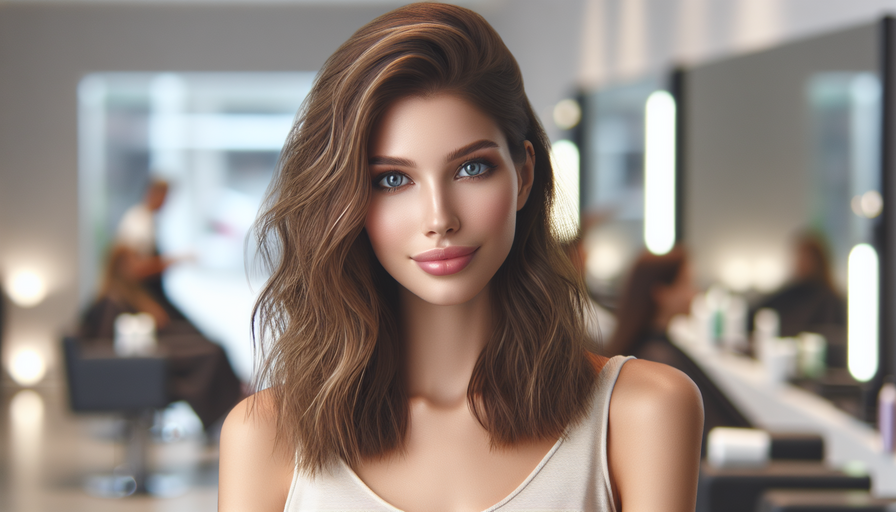 אישה עם תספורת קארה ושיער מתולתל במראה אופנתי