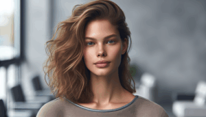 אישה עם שיער קצר במסיבת תסרוקות חגיגית