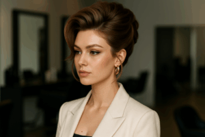 תמונה של כרטיס חבר דיגיטלי עם עיצוב יוקרתי לצד כלי עיצוב שיער