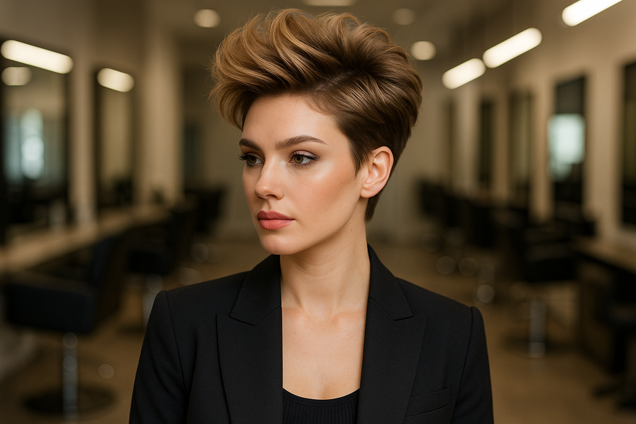 תמונה של מספרה מודרנית עם אנשי מקצוע מרוצים