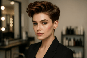 תצוגת גלריה של תסרוקות מודרניות במספרה יוקרתית