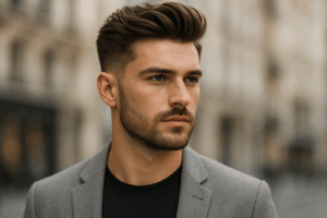 תיאור תמונה ברור בנושא 'תסרוקת אופנתית לגברים 2025'