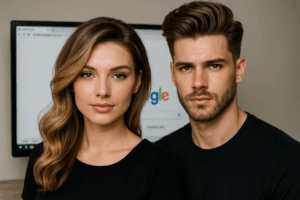 Modern hair salon with scissors and combs, depicting online visibility strategies.