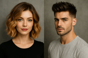 דמויות מדגימות תסרוקות חדשות בסביבה ממודרנה